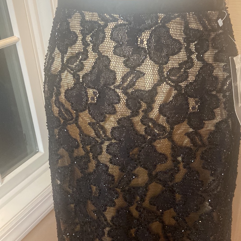 KAREN KANE LIFESTYLE NWT Size 10 Beaded Lace Black Skirt MSRP $248 - Picture 2 of 11